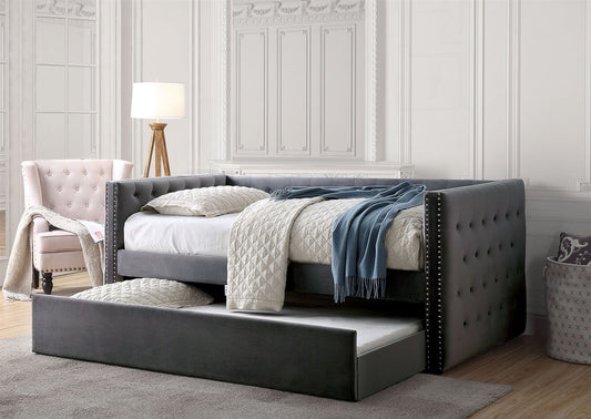 Susanna Modern Gray Daybed with Trundle