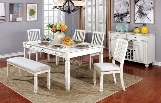 Kaliyah II 6 Piece Farmhouse Dining Set with Bench