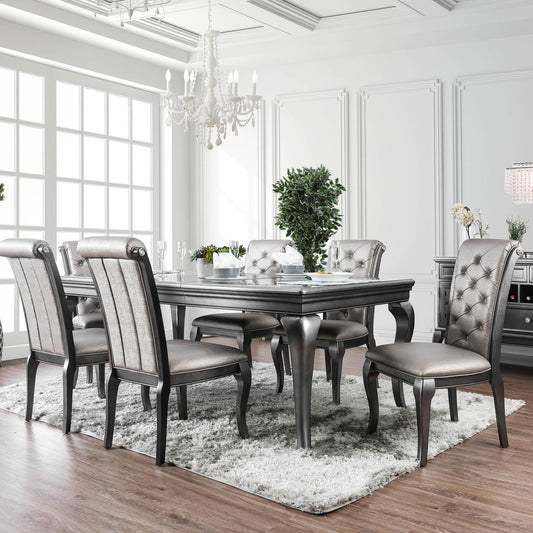 Amina Transitional Glam 7 Piece Dining Set w- Leaf