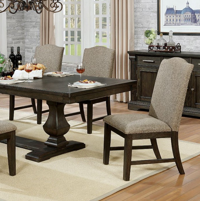 Faulk Transitional 7pc Trestle Dining Set in Espresso