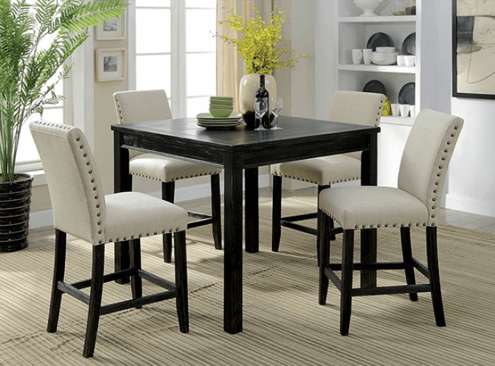 Kristie Counter Height 5 Piece Antique Black Dining Set