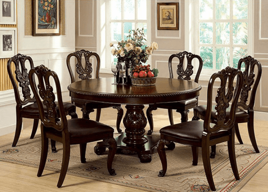 Bellagio Traditional Brown Cherry Single Pedestal Dining Set