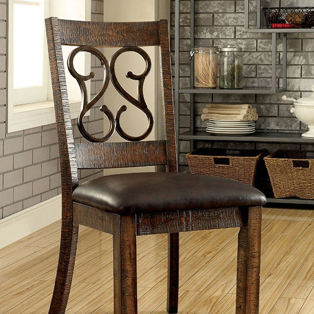 Paulina Rustic Walnut Finish 6 Piece Dining Set