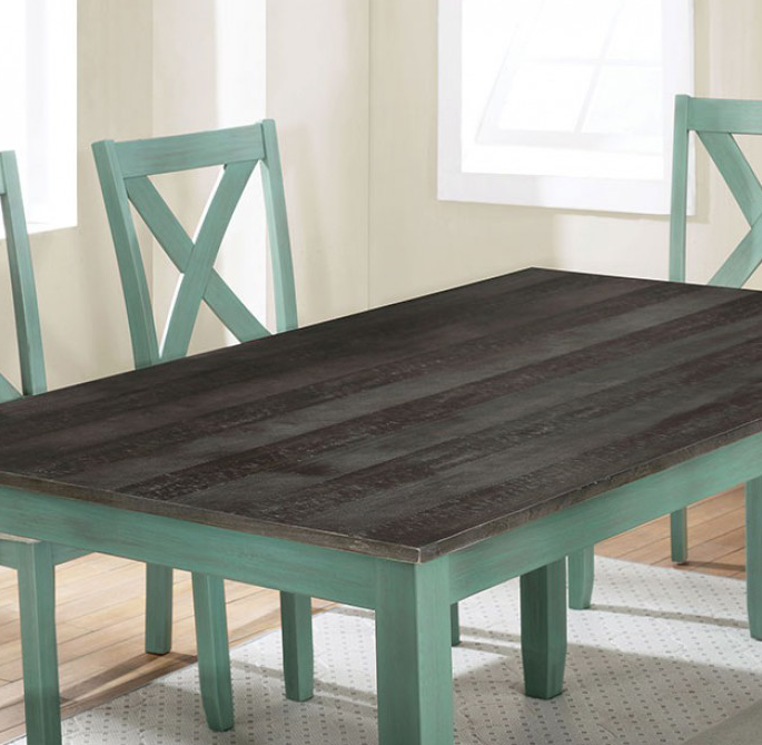 Anya 7pc Dining Set in Distressed Teal