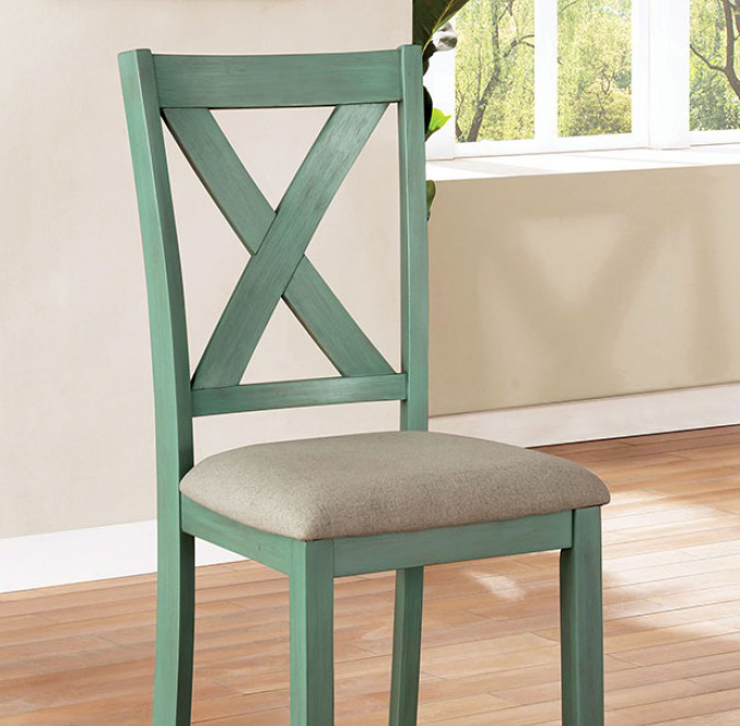 Anya 7pc Dining Set in Distressed Teal