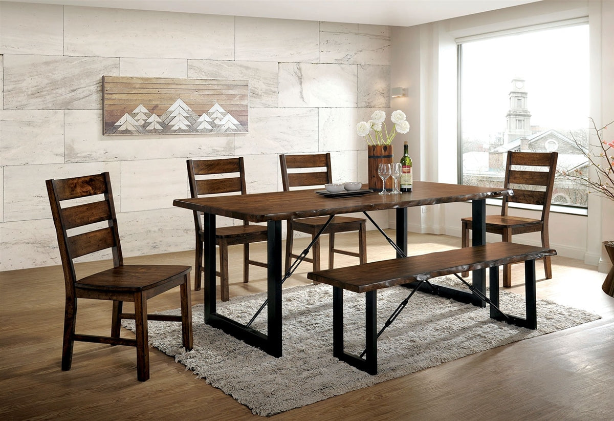 Dulce Rustic Industrial 6 Piece Live Edge Dining Set