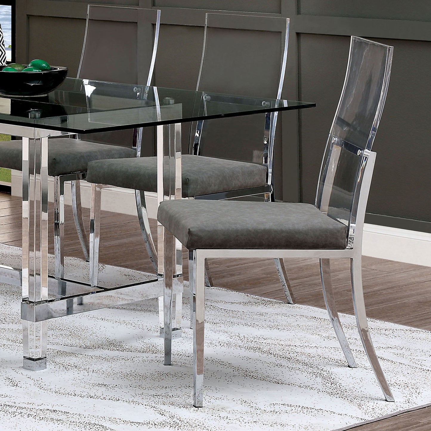 Casper Ultra Modern 5 Piece Dining Set with Clear Acrylic Legs