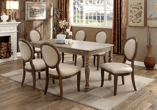 Siobhan 7 Piece Rustic Oak Finish Dining Set