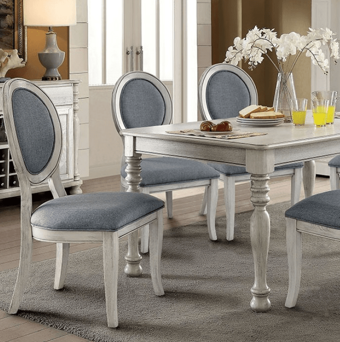 Siobhan 7 Piece Antique White Finish Dining Set