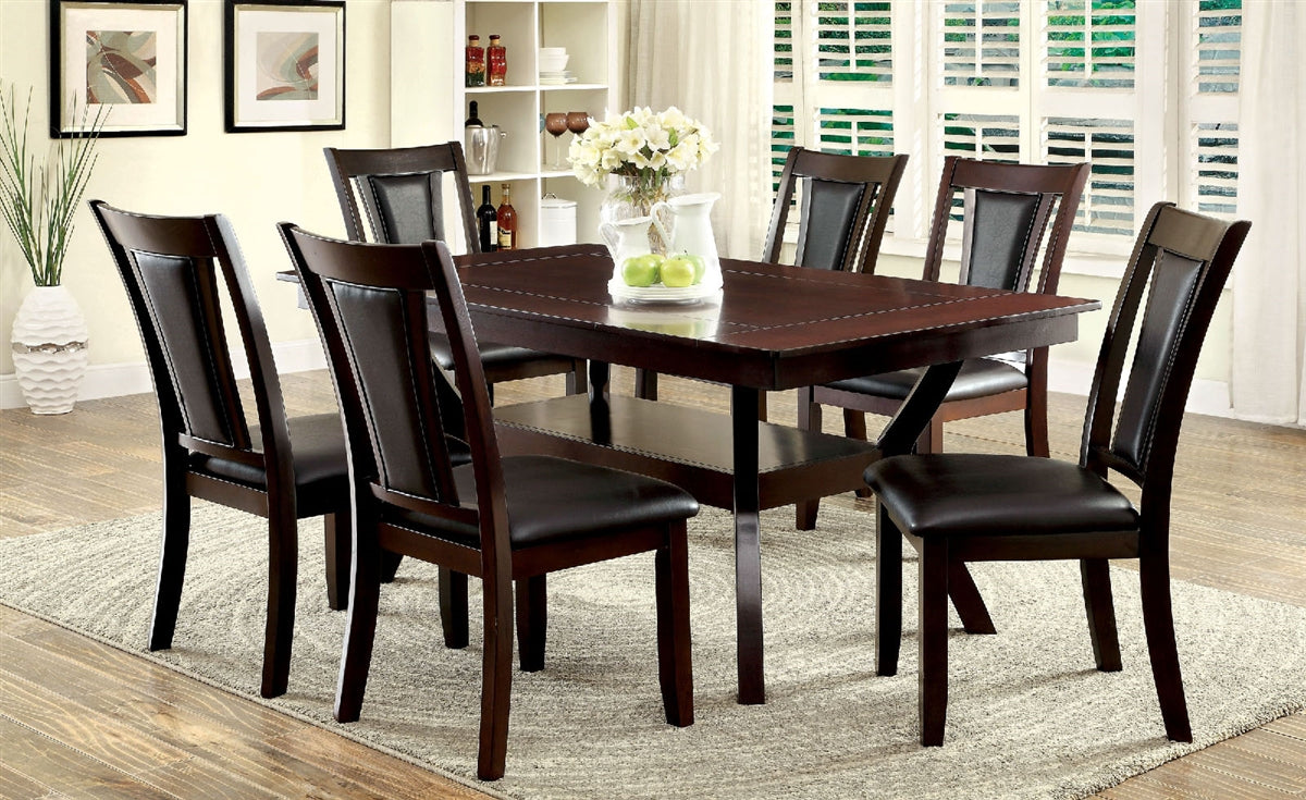 Brent Modern Style Dark Cherry Finish 7 Piece Dining Set