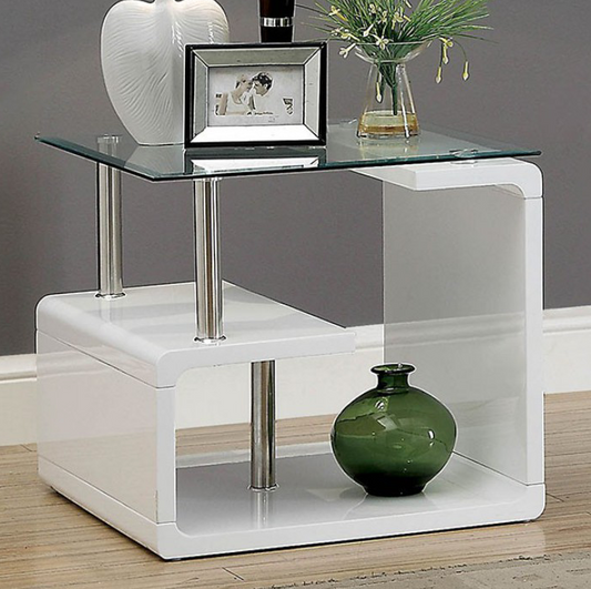 Torkel Modern High Gloss End Table in White