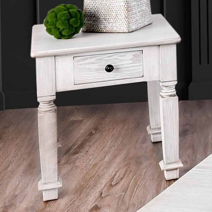 Joliet Transitional End Table in Antique White