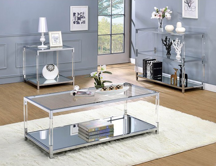 Ludvig Contemporary Mirrored End Table