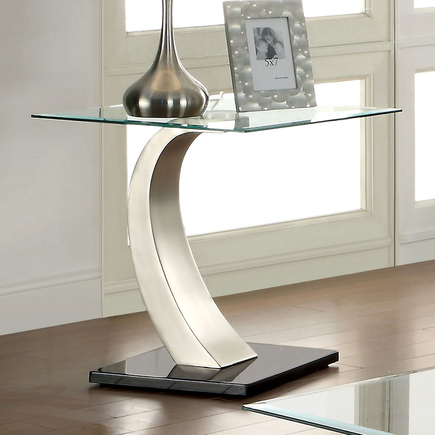 Rox Contemporary Curved Pedestal End Table