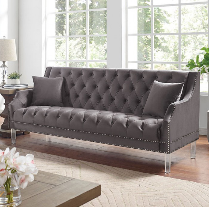 Francheschi Upholstered Sofa in Gray - Furniture of America