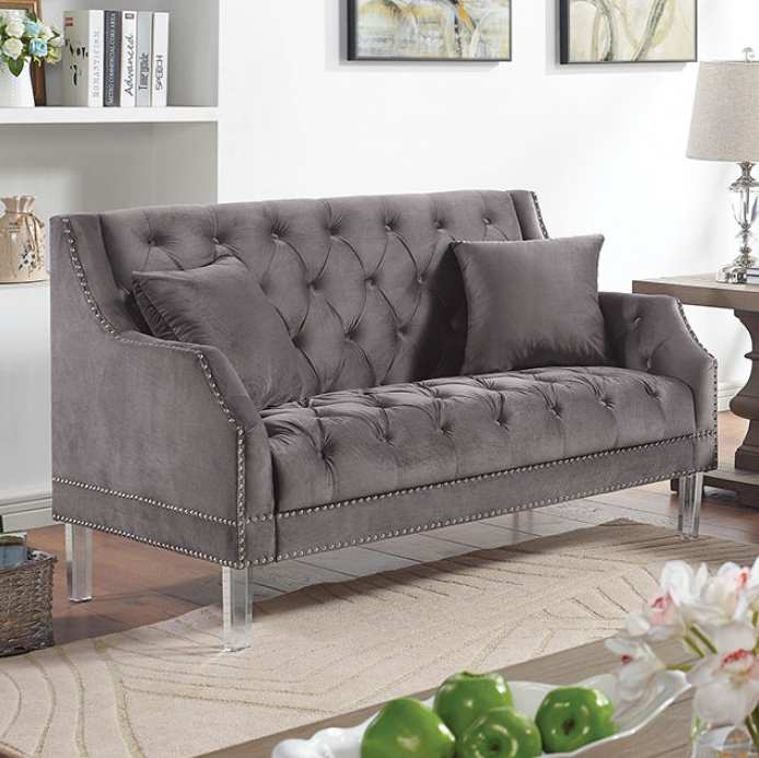 Francheschi Upholstered Sofa in Gray - Furniture of America