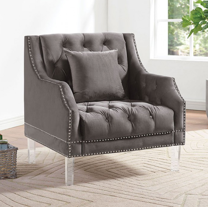 Francheschi Upholstered Sofa in Gray - Furniture of America