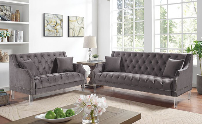 Francheschi Upholstered Sofa in Gray - Furniture of America