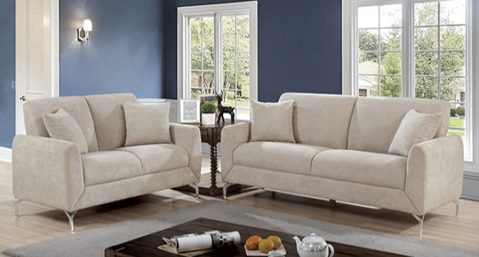 Lauritz Transitional Beige Upholstered Sofa - Furniture of America 6088