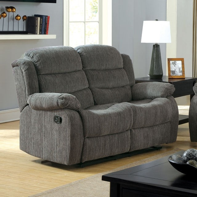 Millville Transitional Plush Grey Reclining Sofa