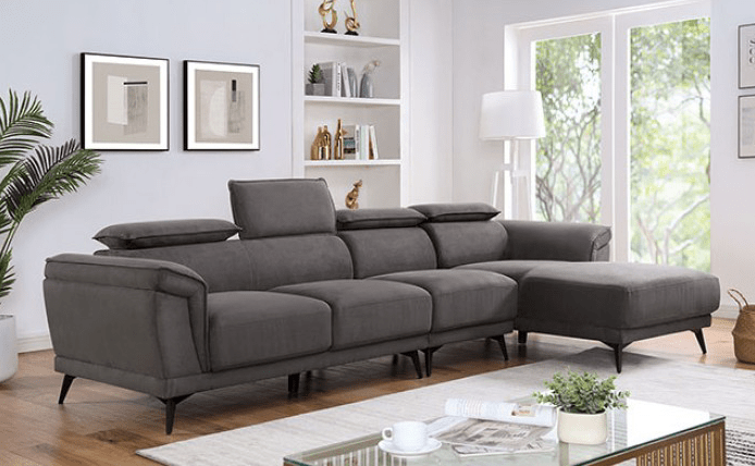 Napanee Sectional w- Adjustable Headrests in Gray