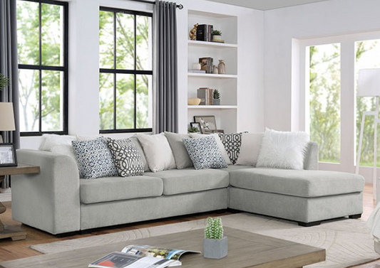 Leandra Contemporary Sectional in Gray Chenille