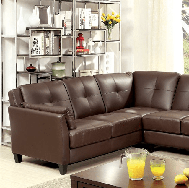 Peever Sectional in Brown Leatherette