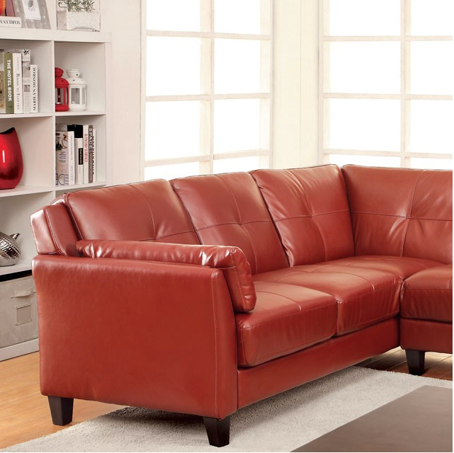 Peever Sectional in Mahogany Red Leatherette