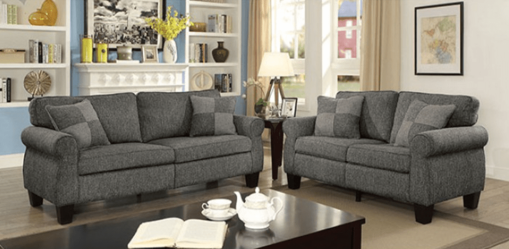 Rhian Transitional Rolled Arm Sofa in Dark Gray