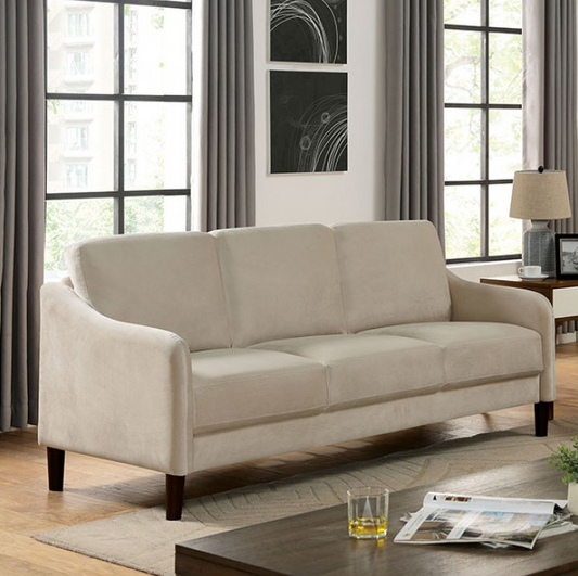 Kassel Upholstered Sofa in Beige Flannelette- Furniture of America