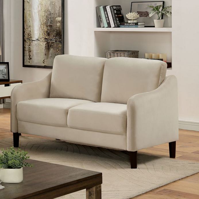 Kassel Upholstered Sofa in Beige Flannelette- Furniture of America