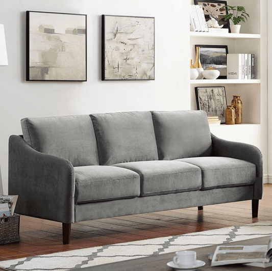 Kassel Upholstered Sofa in Gray Flannelette- Furniture of America