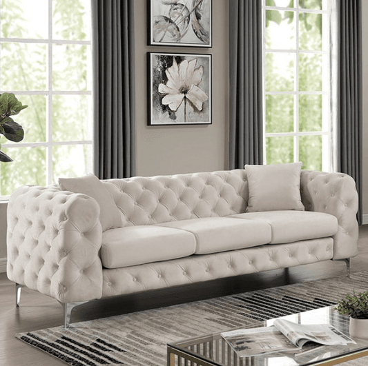 Sapphire Tufted Sofa in Beige - Furniture of America