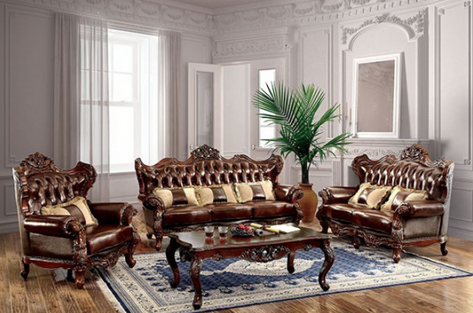 Jericho Traditional Leather Sofa & Loveseat Set