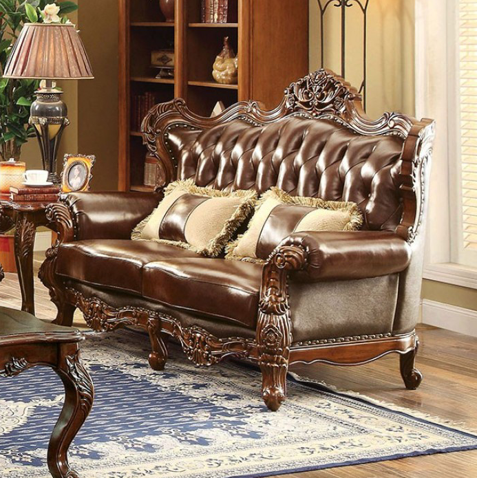 Jericho Traditional Leather Sofa & Loveseat Set