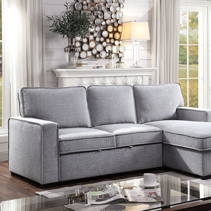 Ines Transitional Light Grey Sleeper Sectional