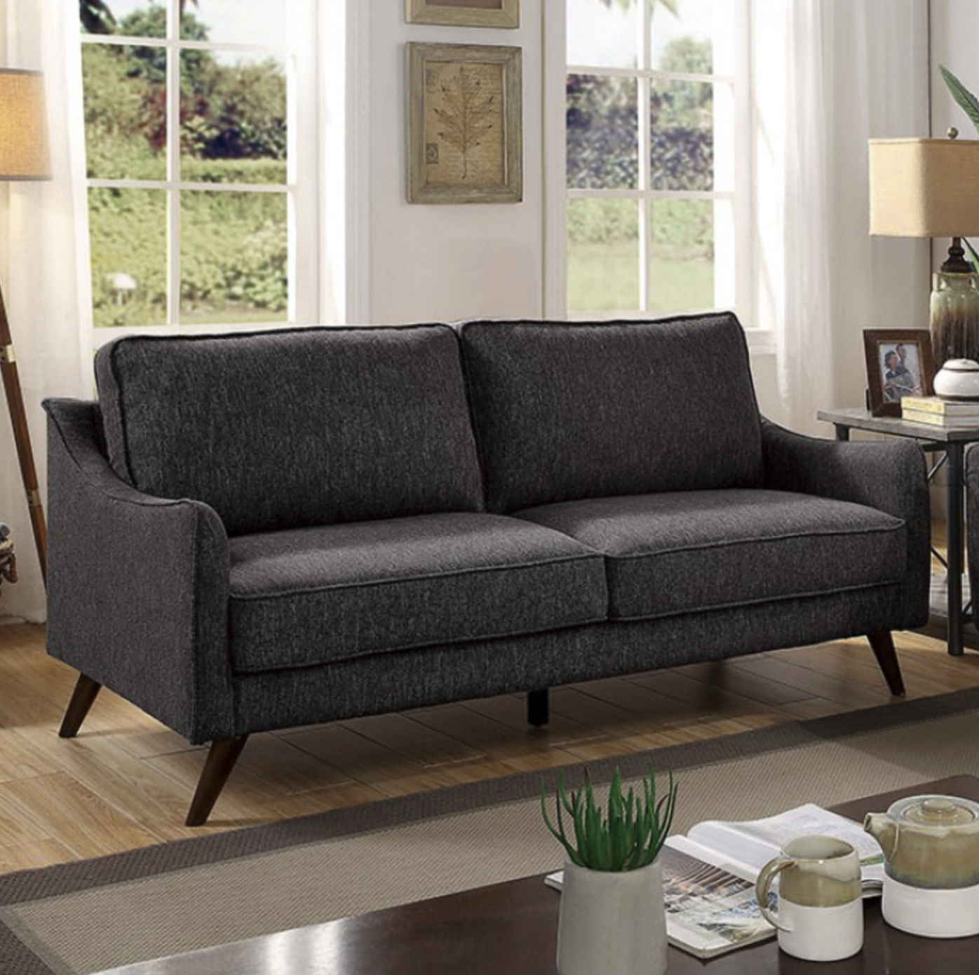 Maxime Mid-Century Modern Sofa in Dark Gray