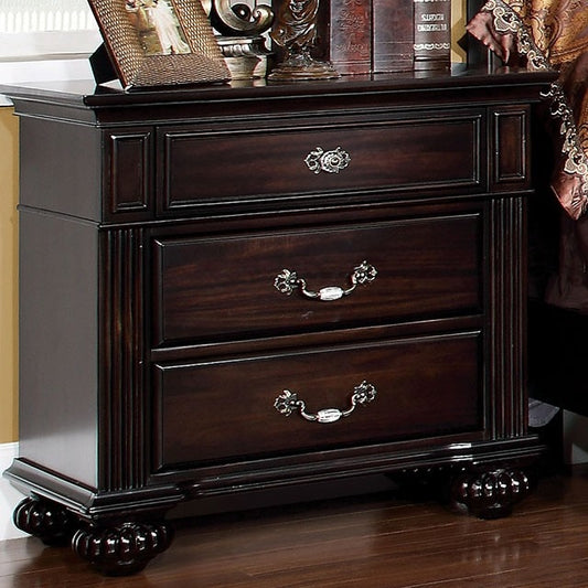 Syracuse 3-Drawer Dark Walnut Finish Nightstand