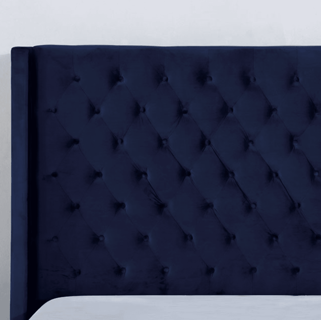 Ryleigh King Button Tufted Wingback Bed in Navy Blue