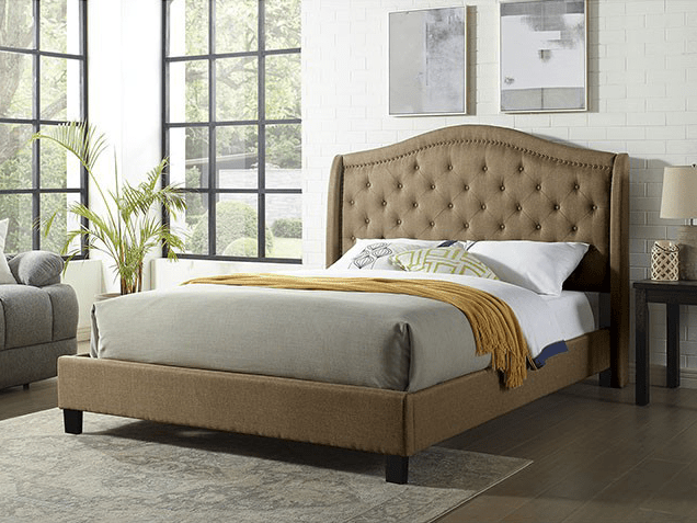 Carly Transitional Style Button Tufted King Platform Bed