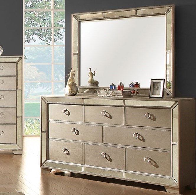 Loraine 8 Drawer Dresser in Silver Finish