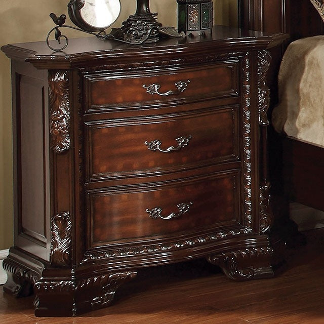 Bellefonte Collection Brown Cherry Finish 3 Drawer Nightstand