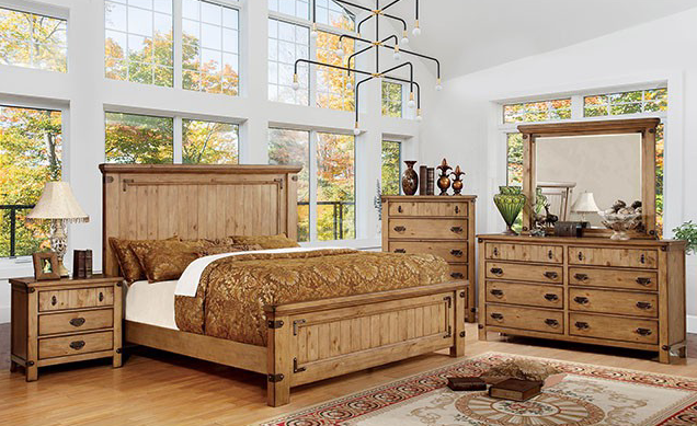 Pioneer Cottage Style King Bed in Weathered Elm