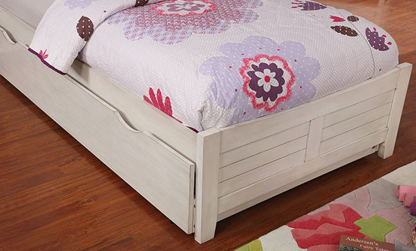 Brogan Transitional Youth Full Panel Bed in Antique White