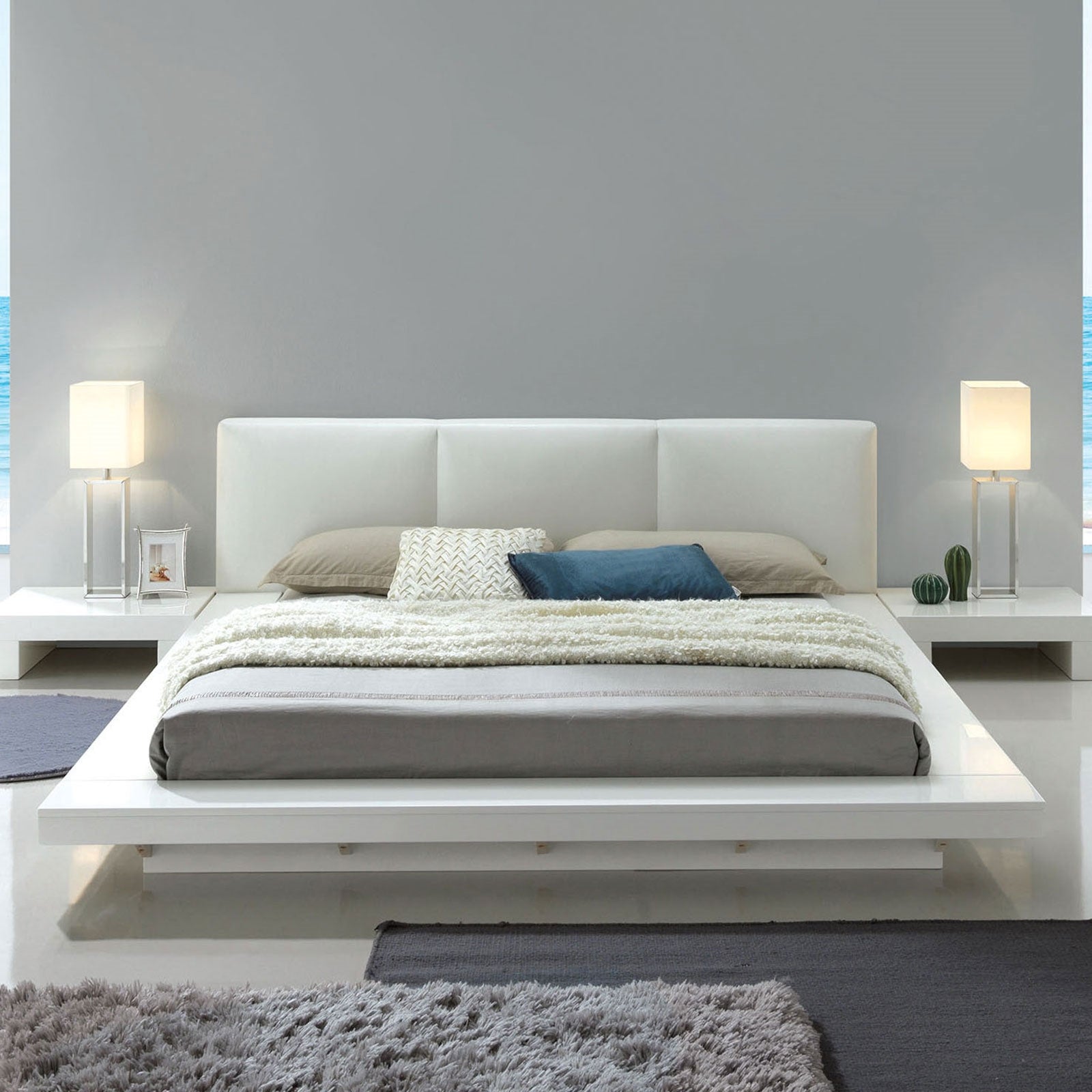 Christie Modern White Low Profile King Platform Bed