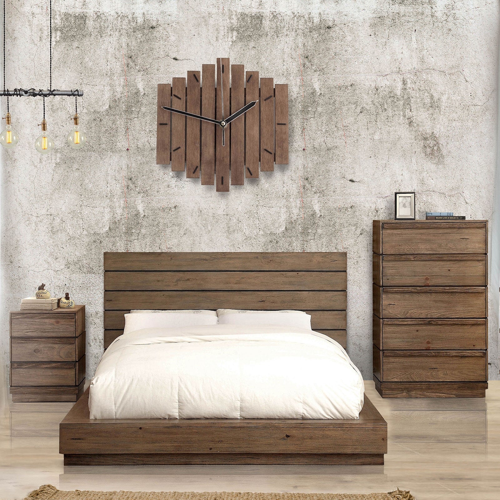 The Coimbra Rustic Low Profile King Platform Bed Bed