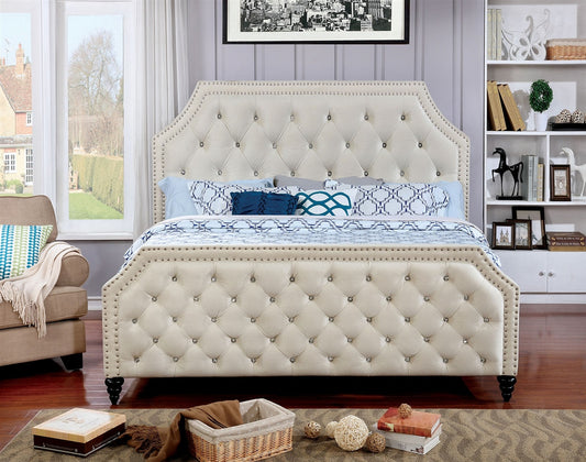 Claudine Crystal Button Tufted Upholstered King Bed