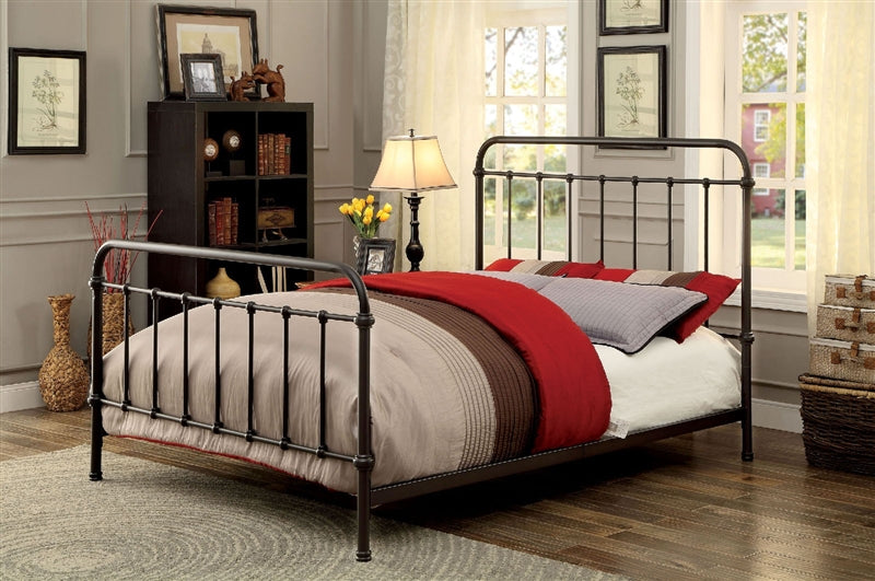 Iria Dark Bronze Spindle Style Metal King Bed