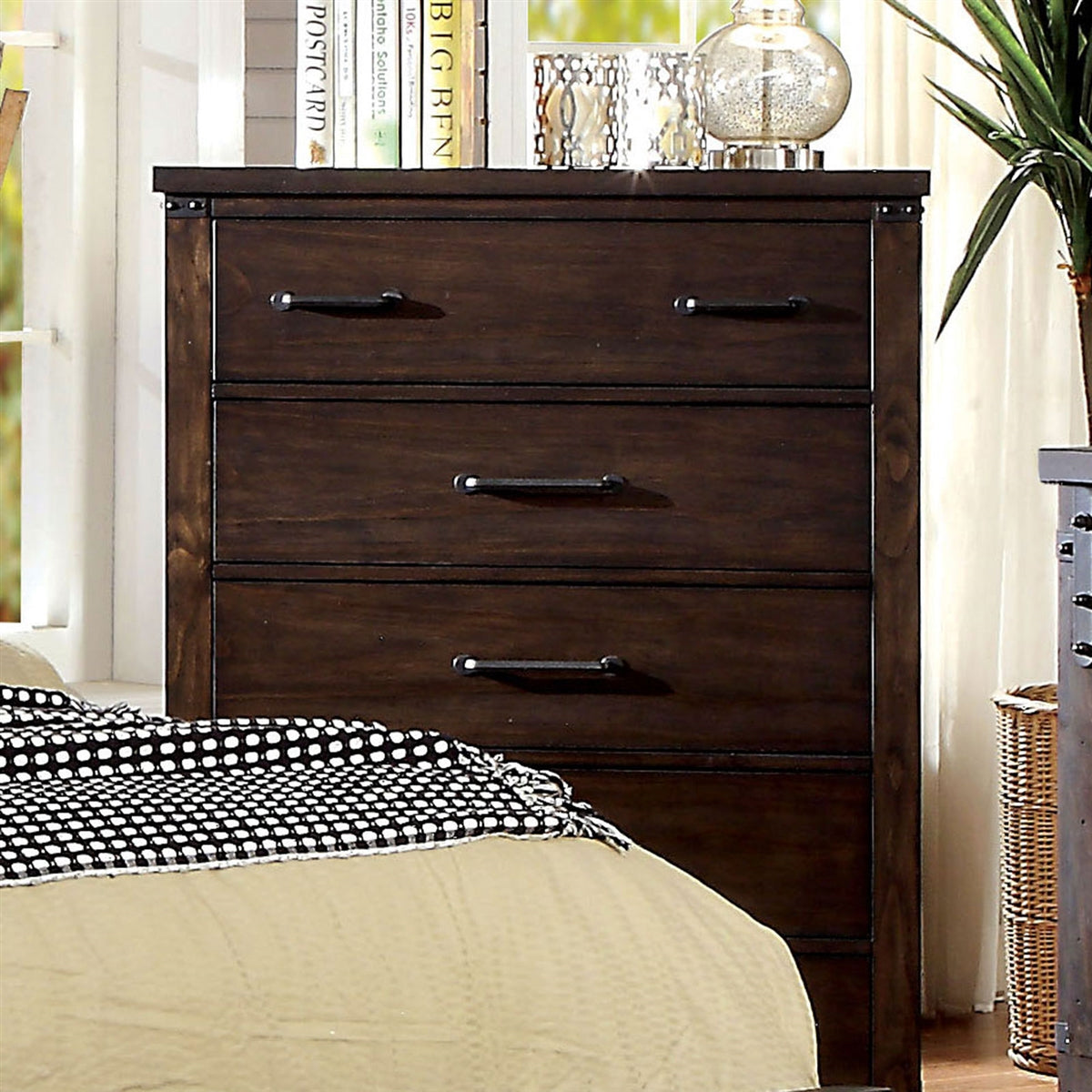 Bianca Farmhouse Style Dark Walnut Finish Chest