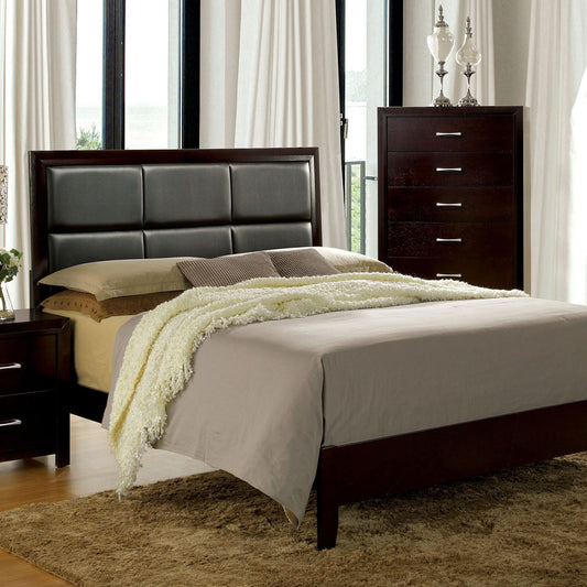 Janine Contemporary King Size Bed in Espresso Finish